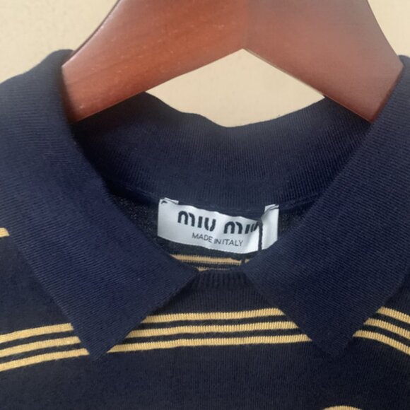 Miu Miu Striped Cashmere and Silk Polo Sweater - Picture 5 of 9